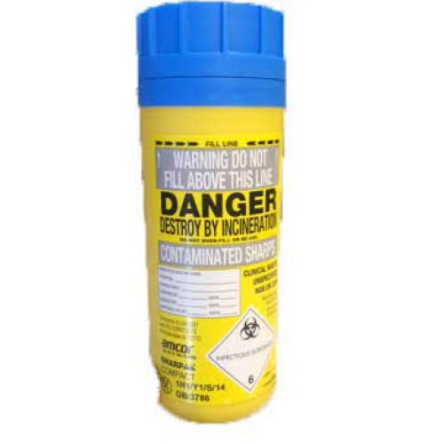 Sharpak Sharps Round Disposal Container 500ml Screw Top Closure Lock